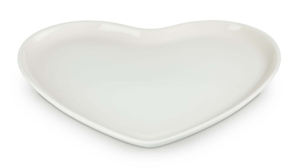Le Creuset Steinzeug 80616327160003 Servierplatte in Herzform 32cm - Meringue