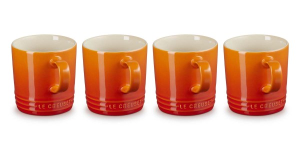 Le Creuset Steinzeug 79113350900000 4er-Set Becher 0,35L - Ofenrot