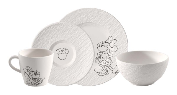 Villeroy &amp; Boch Manufacture Rock Blanc - Mickey Mouse 1047208704 Frühstücks-Set, 4-teilig