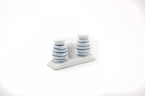 Gmundner Keramik Blaugeflammt Salz/Pfeffer-Garniturenset bauchig (SGBC09)