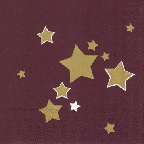 Ihr Shiny Stars, bordeaux L 796318 20 Lunch-Servietten 33 x 33 cm