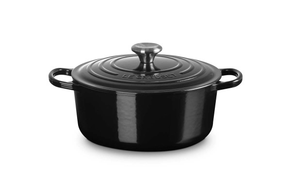 Le Creuset Gusseisen - Signature 21177261402430 Bräter rund 26cm 5,3L - Schwarz Glänzend