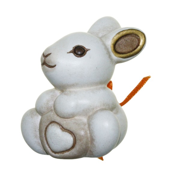 Thun Ostern F2121A83 Hase sitzend mit Herz mini - Weiß - 5 cm