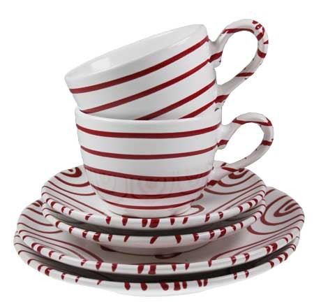 Gmundner Keramik Rotgeflammt Breakfast for Two, Classic (STSC06SET)