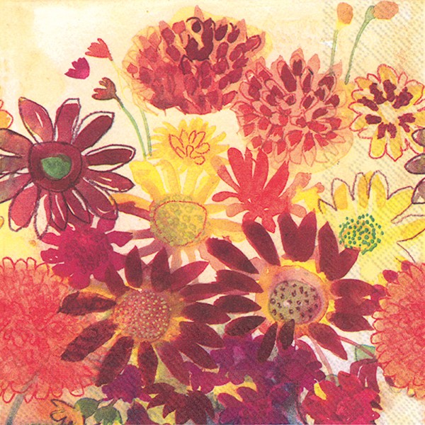 Ihr Bunch of fall Flowers L 583900 20 Lunch-Servietten 33 x 33 cm