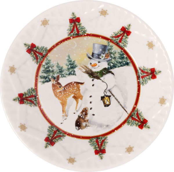 Villeroy &amp; Boch Toy&#039;s Fantasy 14-8332-3713 Schale klein, Schneemann mit Tieren 16,5 x 16,5 cm