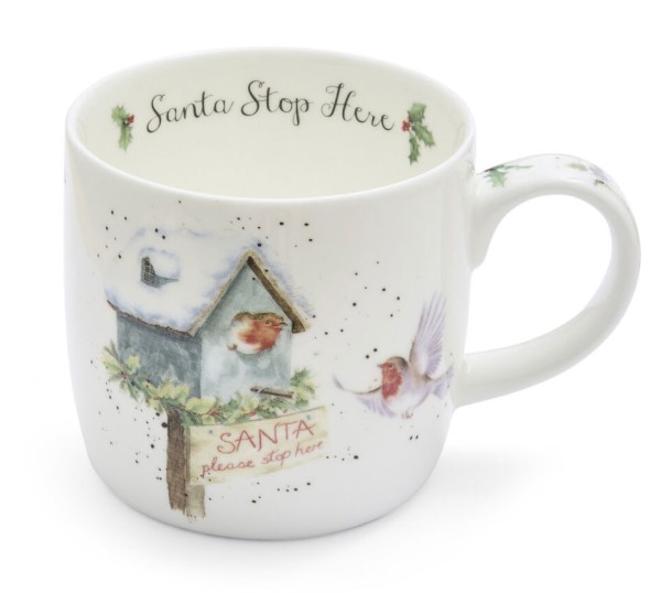 Royal Worcester Wrendale Designs MMVP5629-XS Becher mit Henkel, Santa Stop Here 0,31 l
