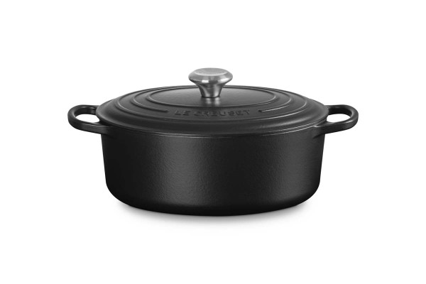 Le Creuset Gusseisen - Signature 21178290000430 Bräter oval mit schwarzer Innenemaille 29cm 4,7L - S