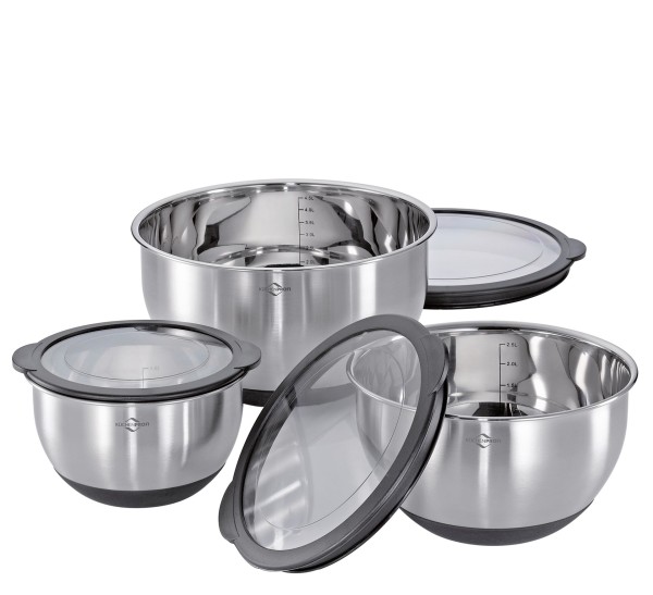 Küchenprofi Deluxe 2505602803 Schüssel-Set mit Deckel rutschfest, 3-tlg.