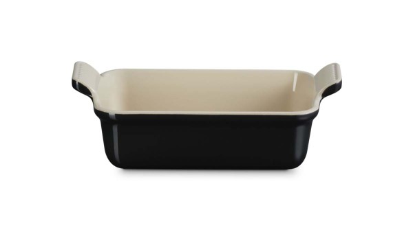 Le Creuset Steinzeug 71102191400001 Auflaufform rechteckig Tradition 19cm 1,1L - Schwarz Glänzend