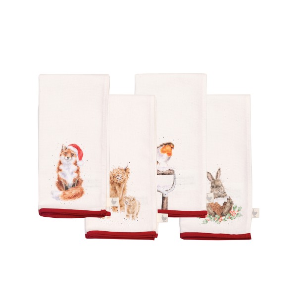 Wrendale Küchen-Textilien XNAP001 &quot;Winter Woodland&quot; - 4er-Set Stoffservietten