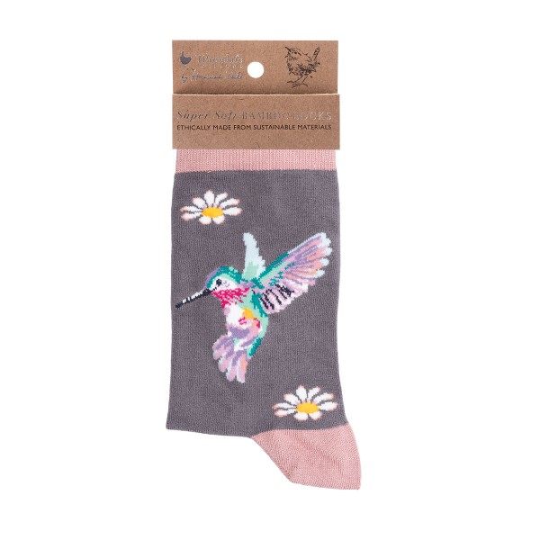 Wrendale Frauensocken SOCK023 "Wisteria Wishes" - Kolibri