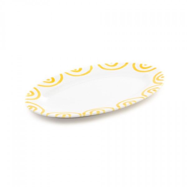 Gmundner Keramik Gelbgeflammt Platte oval/Saucieren-Unterteil (POGO21) 21 x 14 cm