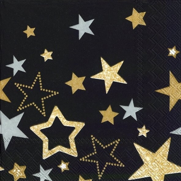 Ihr Sparkling Stars Black L 582907 Lunch-Servietten 33 x 33 cm
