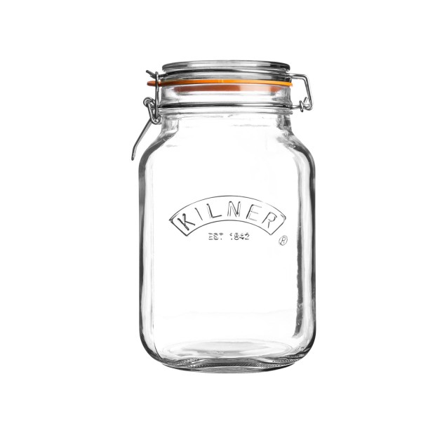 Kilner Einkochglas 0025.512 Quadratisches Bügelverschluss Glas, 1,5l