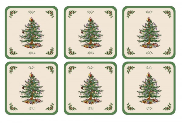 Spode Christmas Tree 6er-Set Gläseruntersetzer 10,5 x 10,5cm