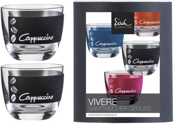 Eisch Vivere 120/1 2er Set Capuccino anthrazit in Geschenkröhre