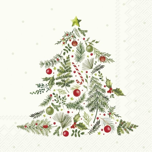 Ihr Christmas Branches Tree C1116629 Cocktail-Servietten 25 x 25 cm