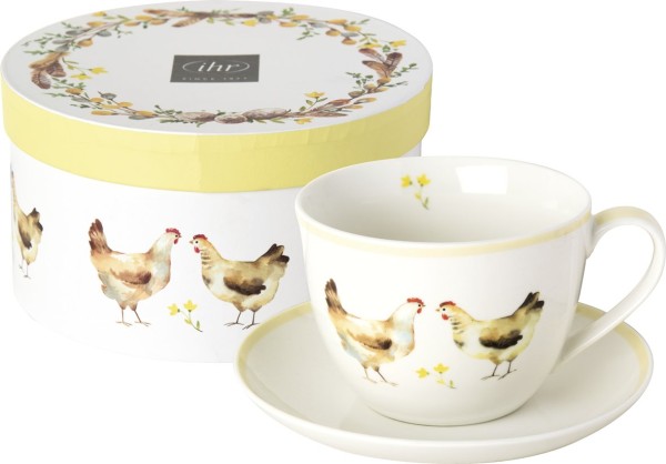 IHR Helene White Grey POF938795 Milchkaffeetasse mit Untertasse