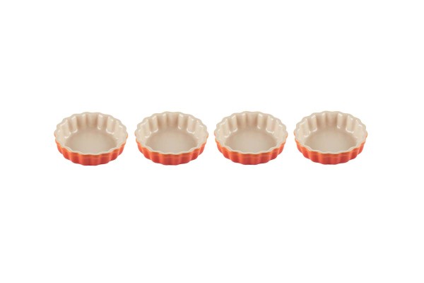 Le Creuset Poterie 91017411090000 Tarte-Form 11cm 4er-Set - Ofenrot