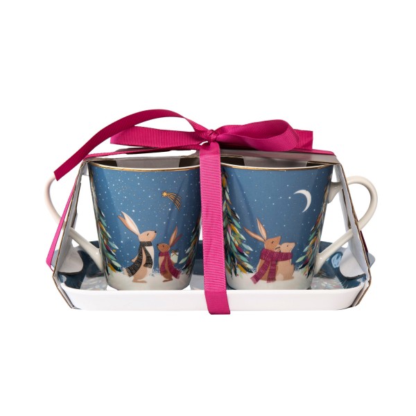 Portmeirion Woodland Tales X0011659203 Mug &amp; Tray Set - French Blue