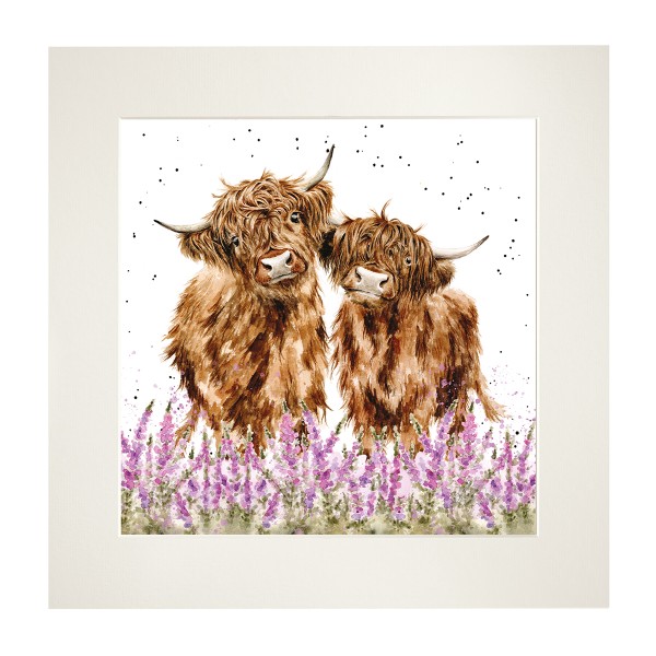 Wrendale Mounted Prints MP257 "Gentle Giants" - Hochland Rinder