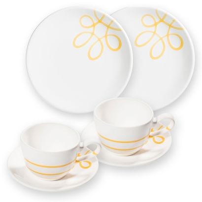 Gmundner Pur geflammt Gelb 0112STSC06SET Frühstück für 2 Cup