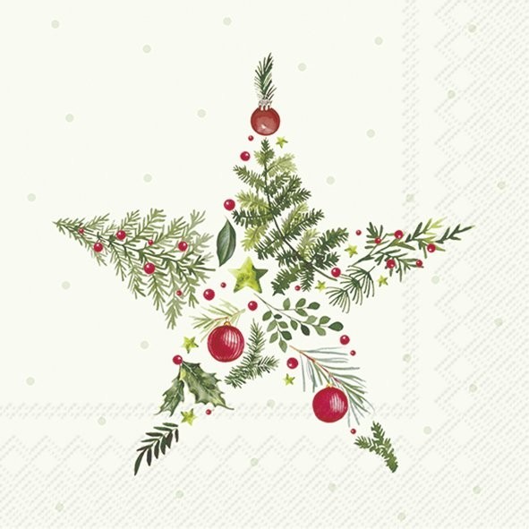 Ihr Christmas Branches Star C1124229 Cocktail-Servietten 25 x 25 cm