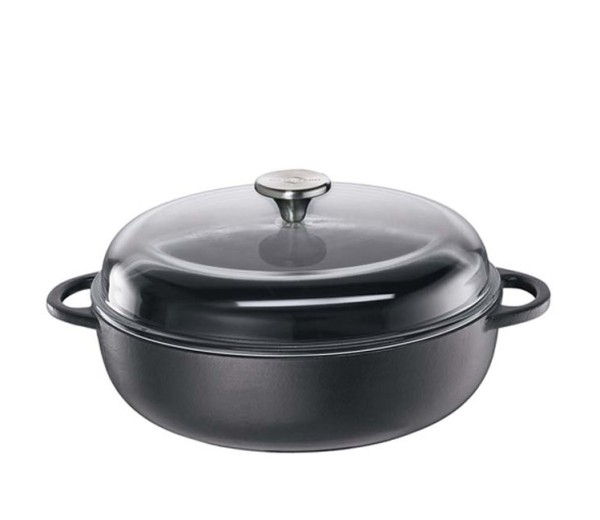 Küchenprofi Provence 0402551024 Bauernpfanne + hohem Glasdeckel 24cm - Classic Black