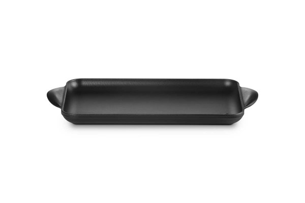 Le Creuset Gusseisen - Tradition 20203320000460 Grillplatte rechteckig glatt 32cm - Schwarz Matt