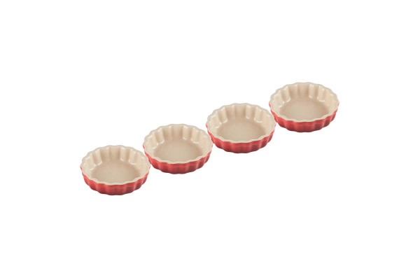 Le Creuset Poterie 91017411060000 Tarte-Form 11cm 4er-Set - Kirschrot