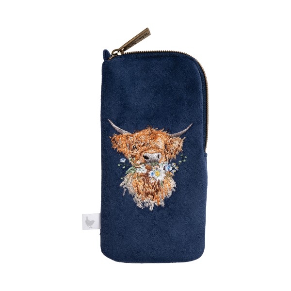 Wrendale Glasses Cases CMG003 Bestickter Brillenbeutel "Daisy Coo" - Hochland Rind