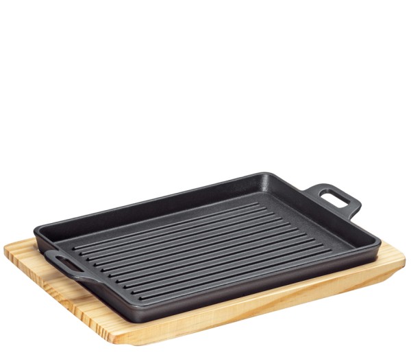 Küchenprofi 0305351026 Grill-/Servierplatte eckig mit Holzbrett