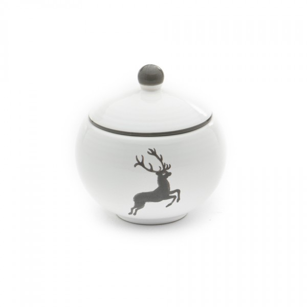 Gmundner Keramik Grauer Hirsch Zuckerdose glatt (DZGL09) 10 cm