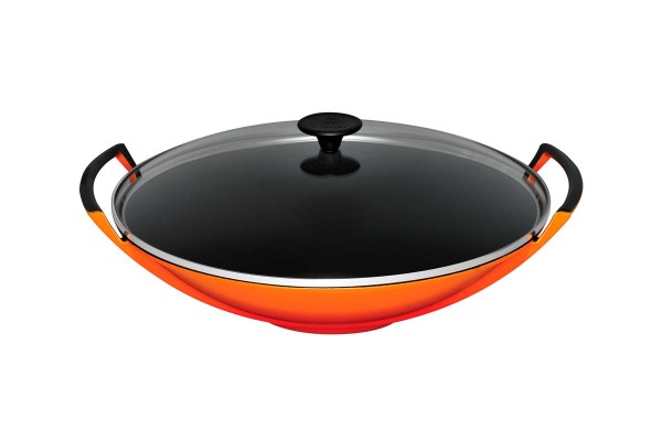 Le Creuset Pfannen 25304360900460 Wok mit Glasdeckel - Ofenrot