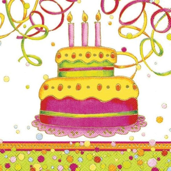 Ihr Birthday Cake white L 386690 20 Lunch-Servietten 33 x 33 cm