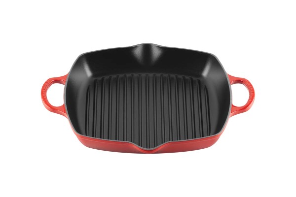 Le Creuset Pfannen 20200300600422 Grillpfanne Quadratisch 2 Griffe Signature 30cm - Kirschrot