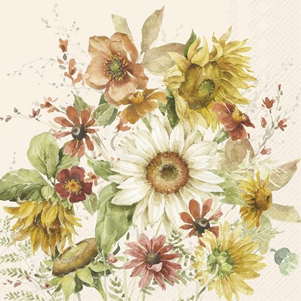 Ihr LATE SUMMER FLOWERS cream L1086960 Lunch-Servietten 33 x 33 cm