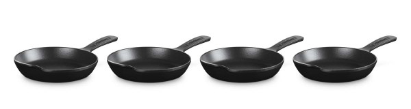 Le Creuset Gusseisen - Gourmand 20505160000425 4er-Set Mini-Servierpfannen 16cm 0,3L - Schwarz Matt