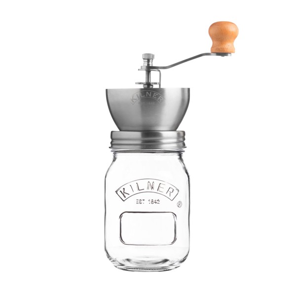 Kilner Küchengeräte 0025.785 Kaffeemühle mit Drehkurbel und Glas, 0,5l