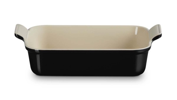 Le Creuset Steinzeug 71102261400001 Auflaufform rechteckig Tradition 26cm 2,4L - Schwarz Glänzend