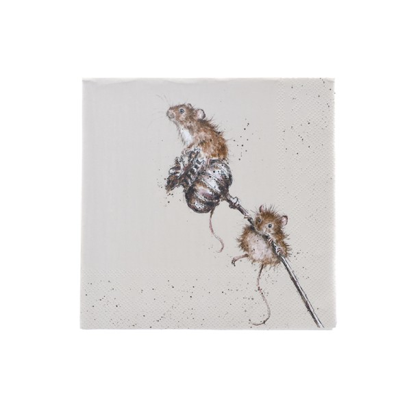 Wrendale Servietten K033 &quot;Country Mice&quot; - Maus - Cocktail Servietten 24x24cm