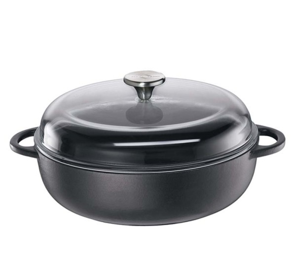 Küchenprofi Provence 0402551028 Bauernpfanne + hohem Glasdeckel 28cm - Classic Black