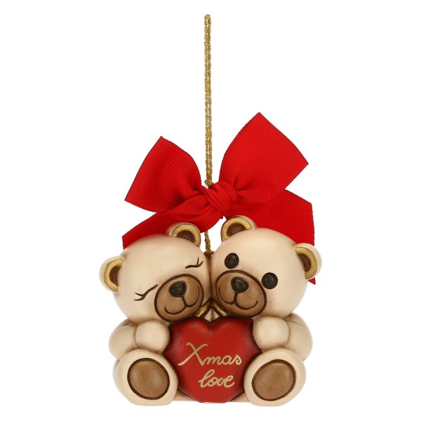 Thun Weihnachtsschmuck S3253A82 Teddypaar &quot;Xmas Love&quot;, maxi 7,4 x 5,2 x 6,6 cm