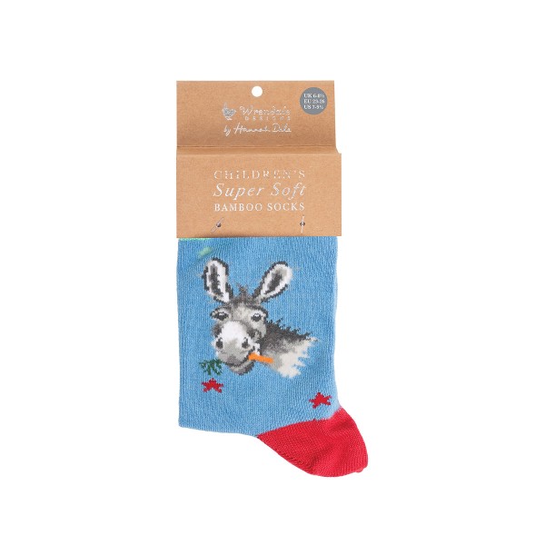 Wrendale Kindersocken SOCKC005 "Gentle Jack" - Esel - Größe 23-26
