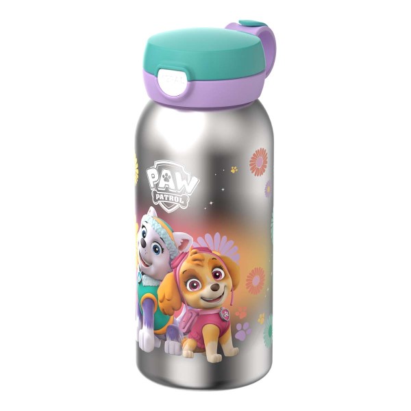 Mepal Campus 107489065397 Edelstahl Trinkflasche mit Klappdeckel 0,6l - Paw Patrol Girls