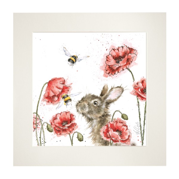 Wrendale Mounted Prints MP173 "Let it Bee" - Hase mit Hummel