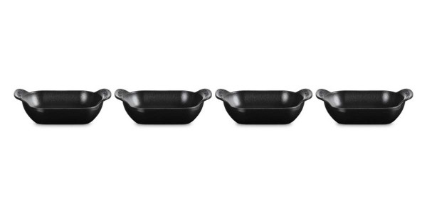 Le Creuset Gusseisen - Gourmand 20504130000425 4er-Set Mini-Backformen rechteckig 13cm 0,3L - Schwar