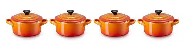 Le Creuset Steinzeug 79212100900100 4er-Set Mini Cocottes 10cm 0,25L - Ofenrot