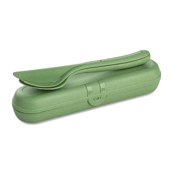 Koziol KLIKK READY 7070703 Besteck Etui + Besteckset - Nature Leaf Green